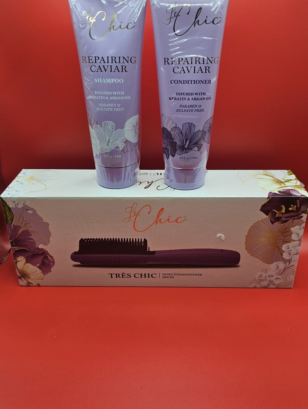 Le Chic Repairing Caviar Shampoo & Conditioner with Très Chic Teal Hair Brush